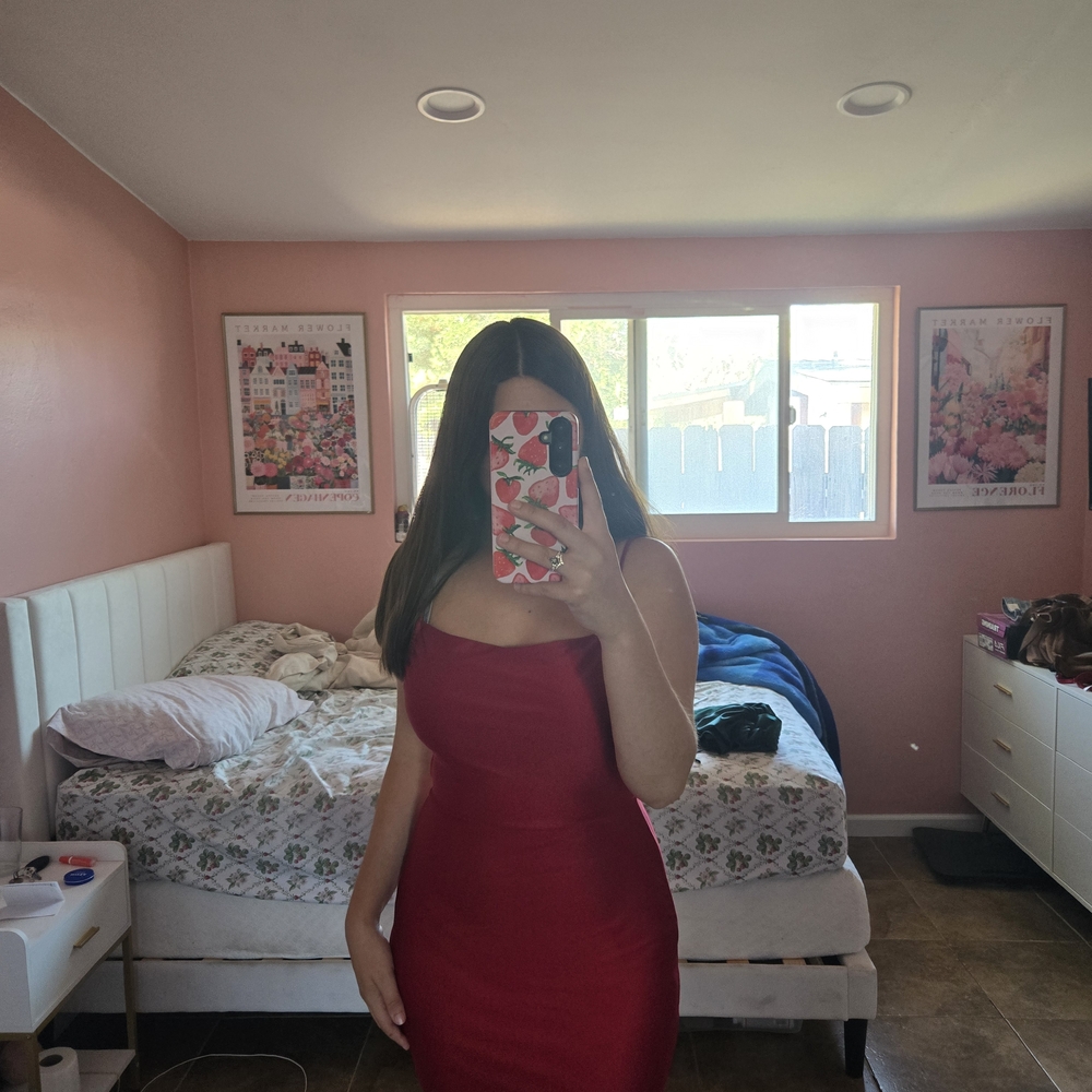 Windsor Red Satin Tie-Back Mini Dress – Size Small